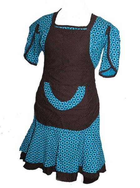 Buy a Xhosa shweshwe dress apron doek set at Wild Coast Trading